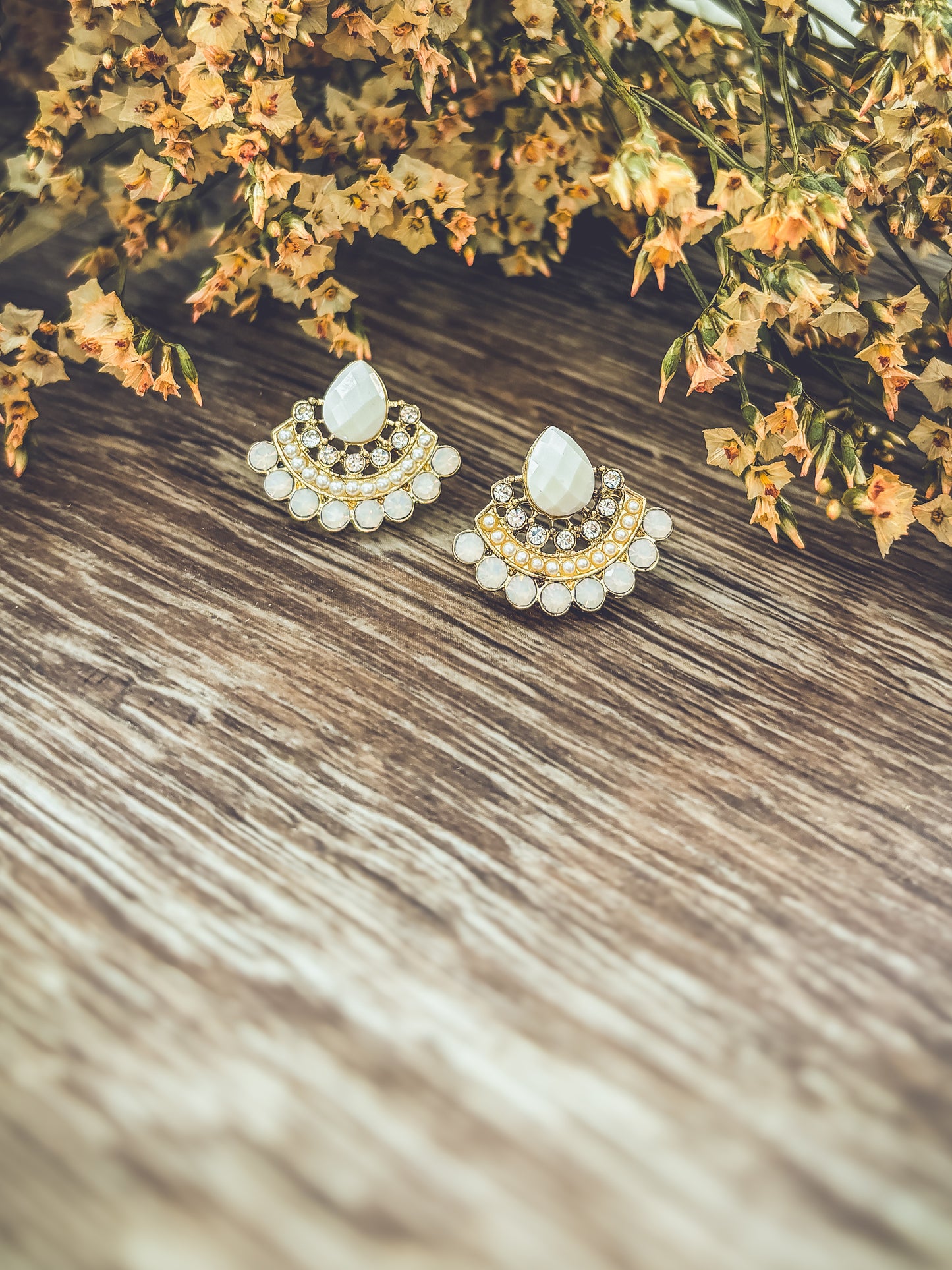 Beautiful Crystal and White Post Earrings