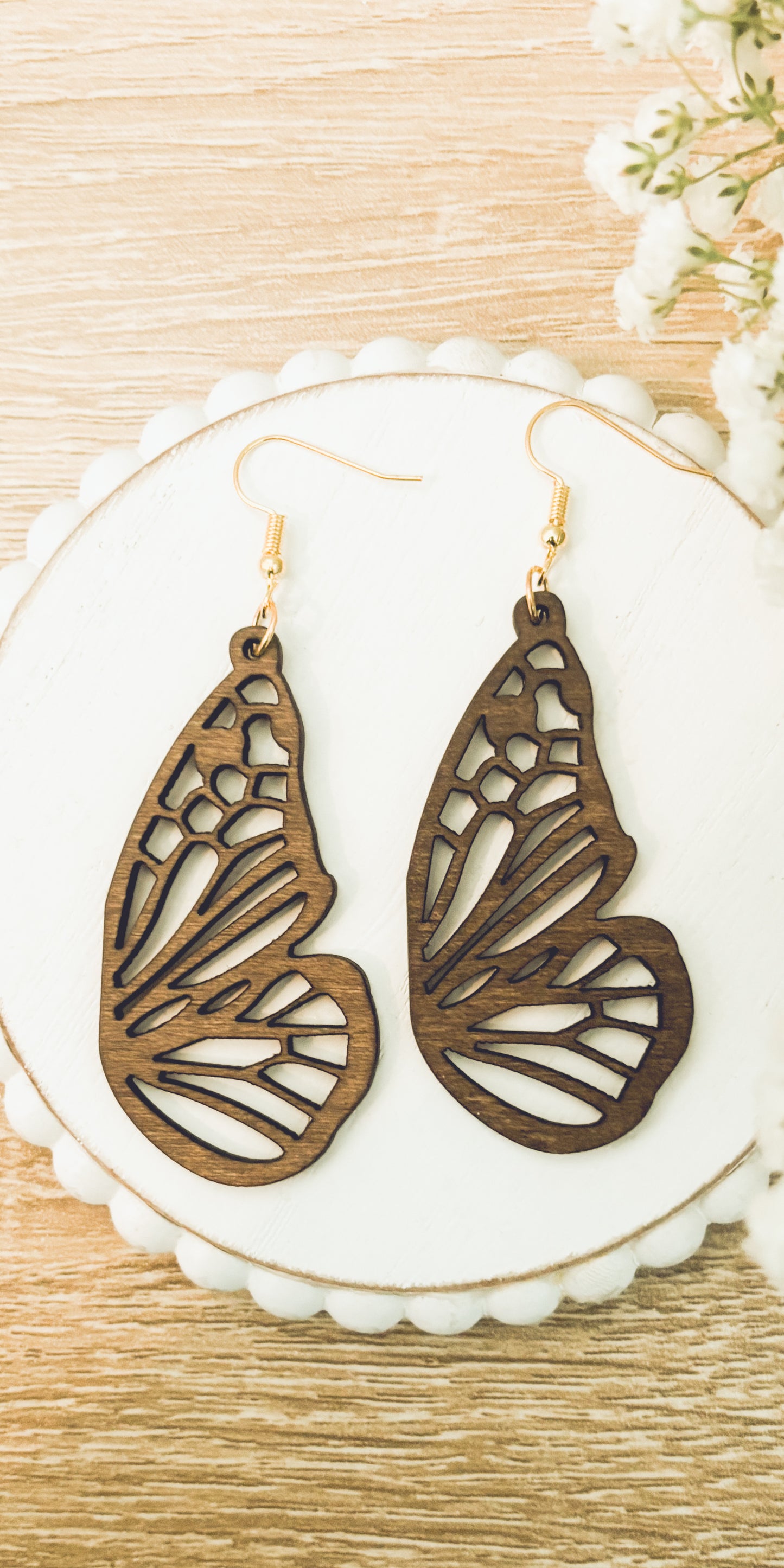 Beautiful Butterfly Wood Earrings