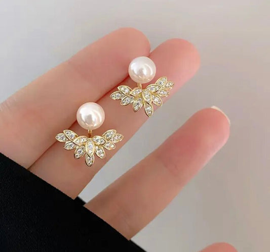 Beautiful Crystal and Pearl Hug Earrings