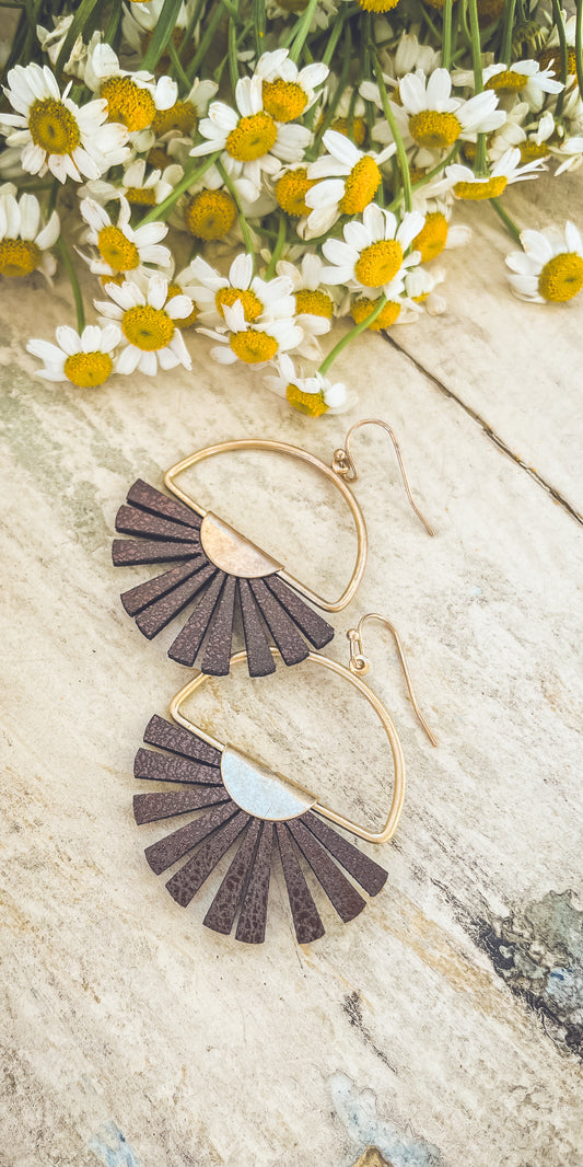 Beautiful Leather Sun Burst Earrings