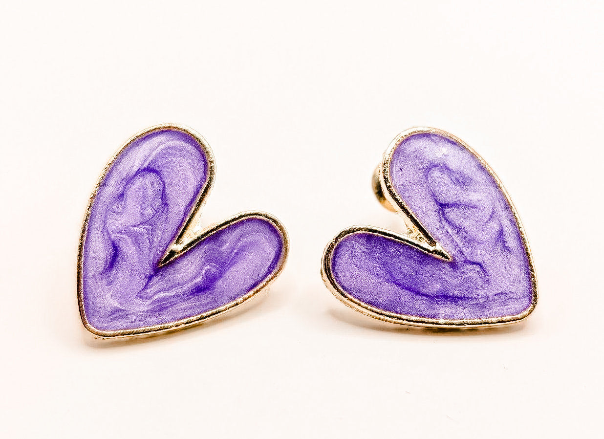 Beautiful Purple Heart Earrings