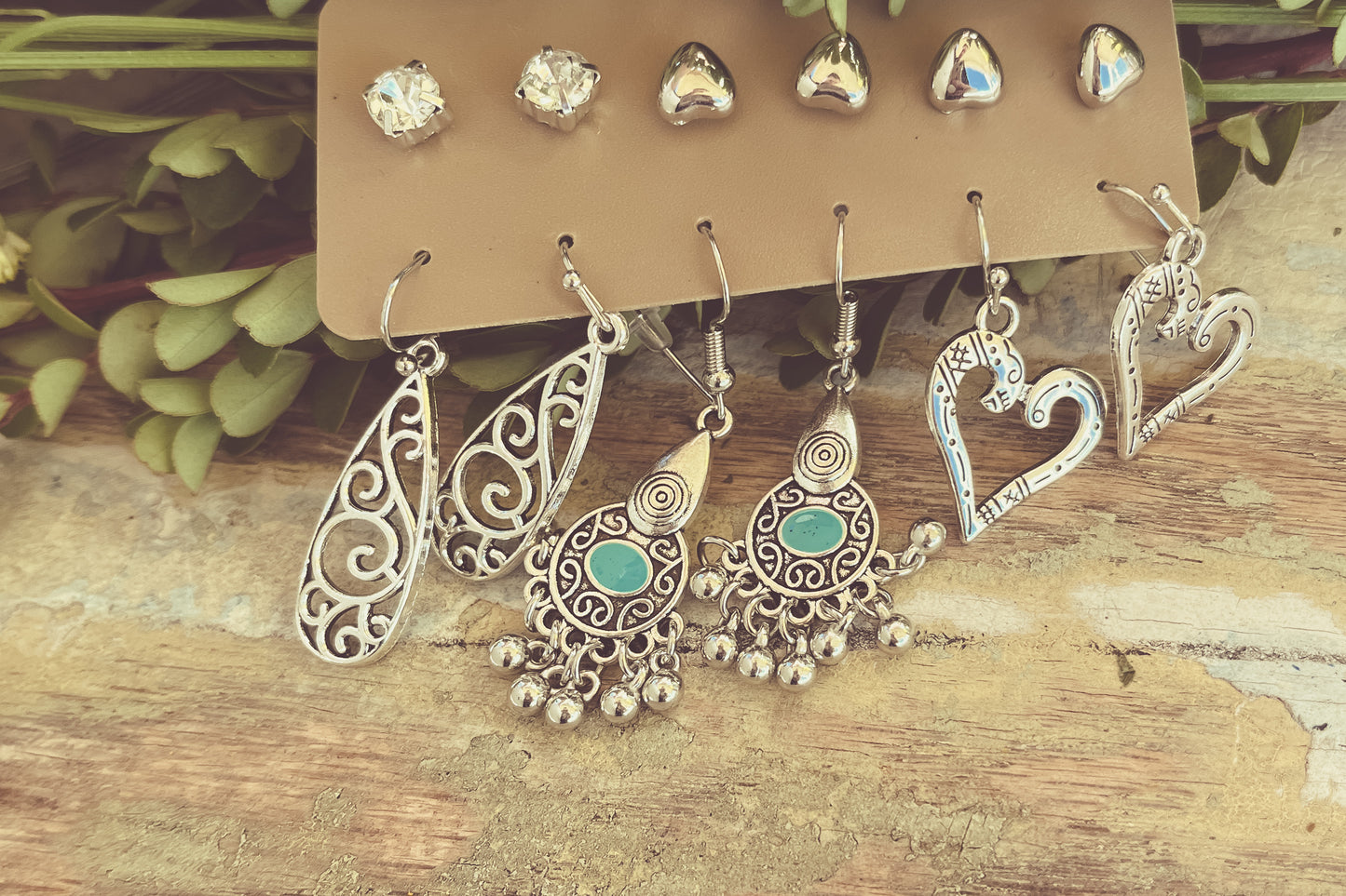 Beautiful Silver Earring Set - Set of 6