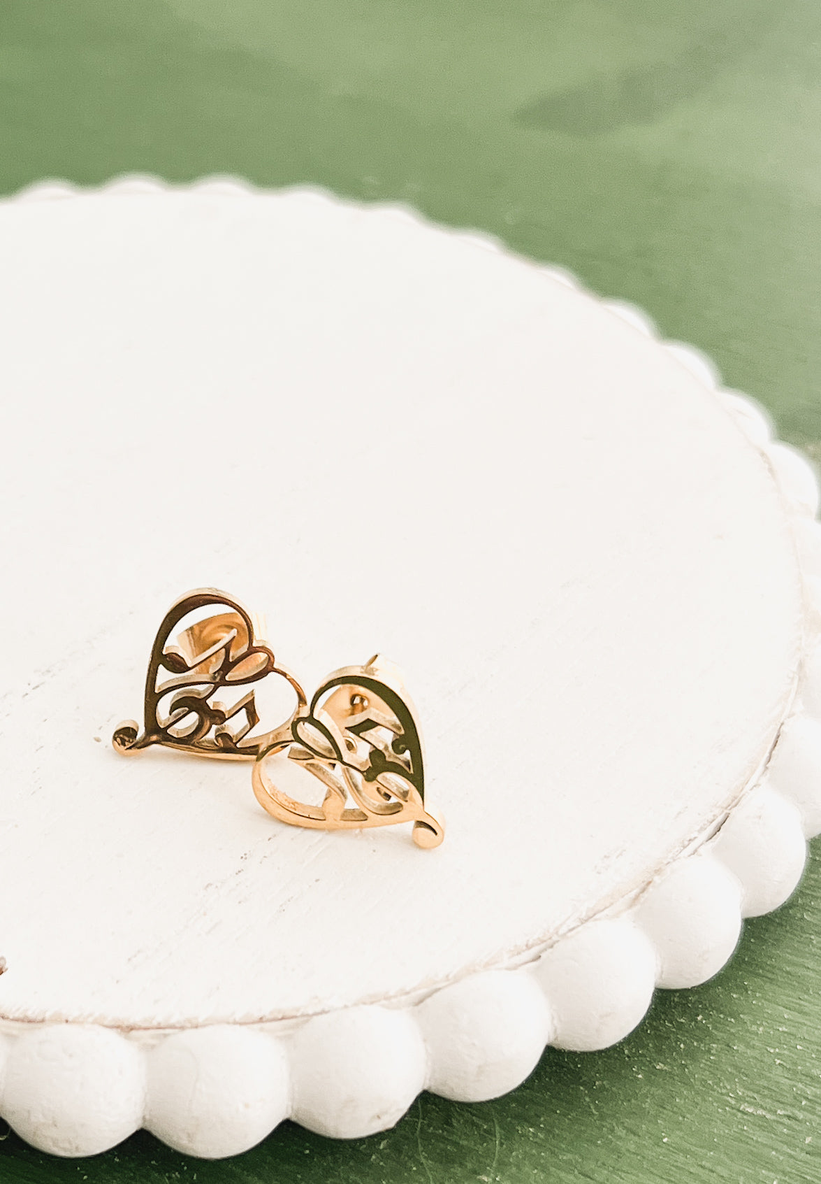 Beautiful Gold or Silver Heart Music Note Studs