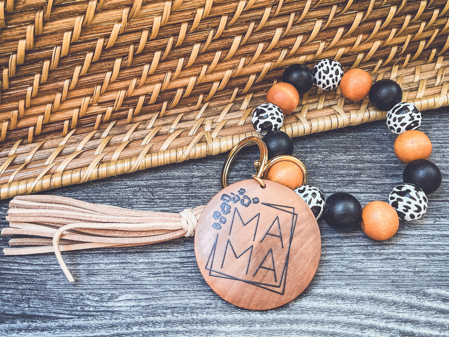 Beautiful MaMa Wooden Bracelet Key Chain