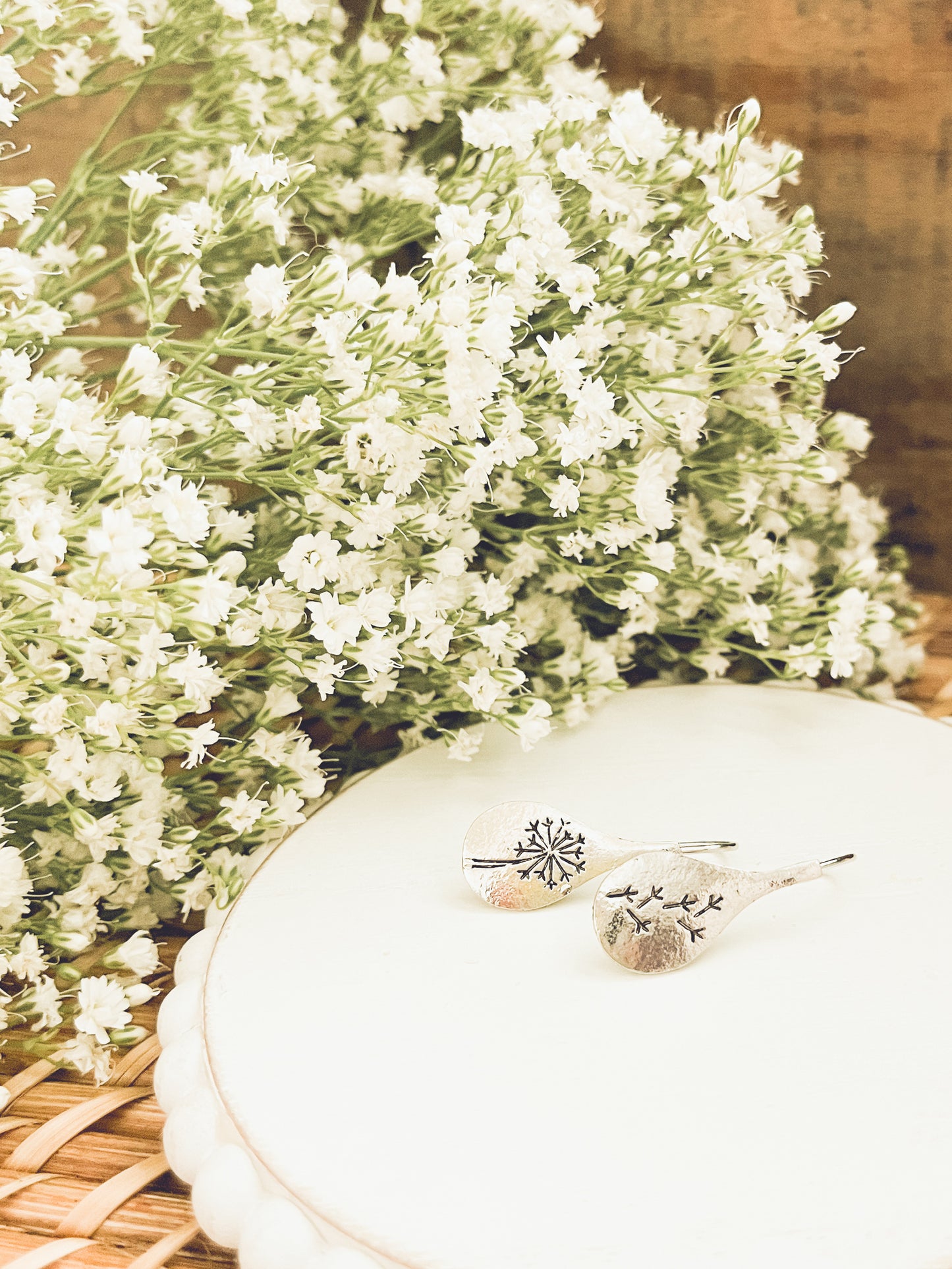 Silver Dandelion Earrings