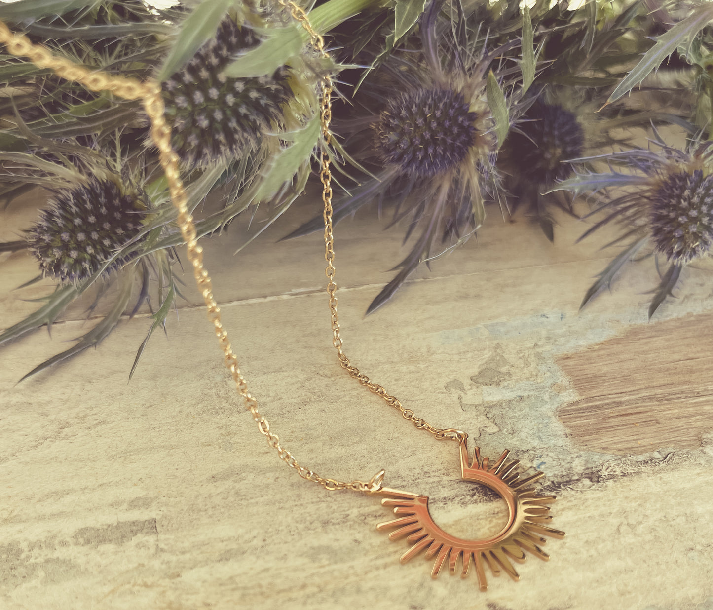 Beautiful Gold Sun Necklace