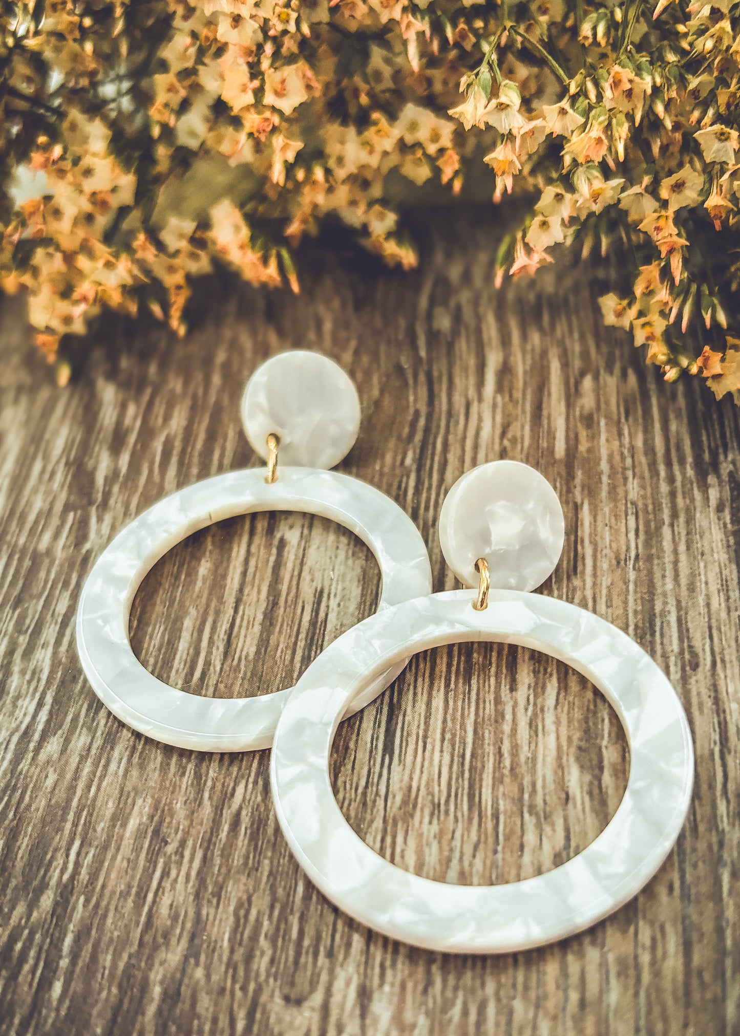 Beautiful White Acrylic Hoops