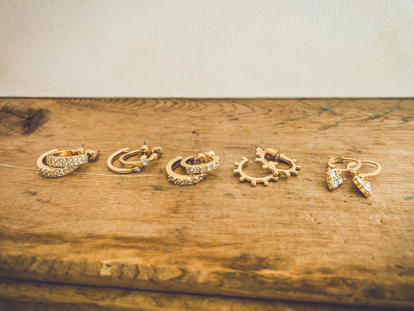 Beautiful 5 Pair Set of Gold Hoop Earrings