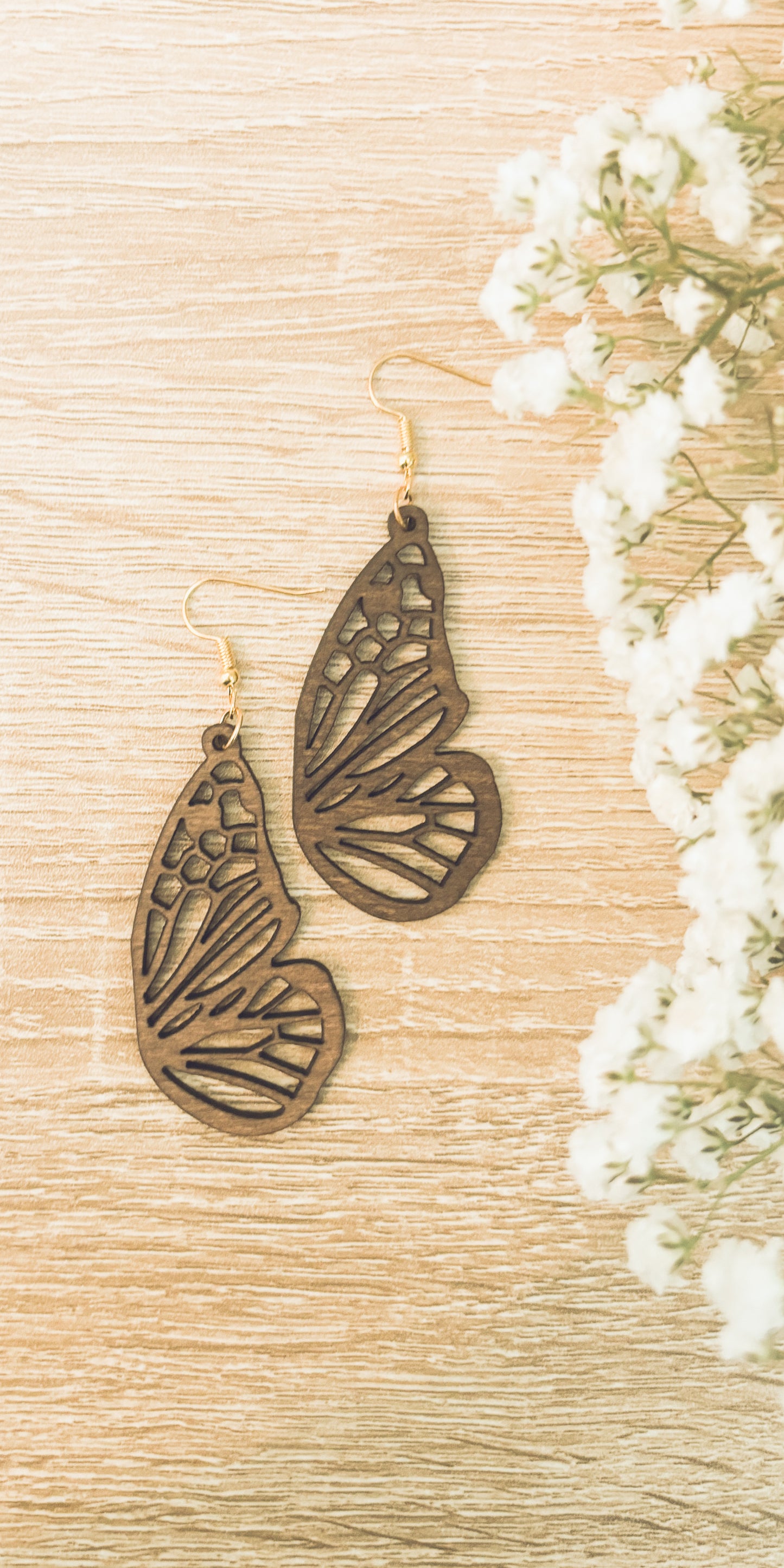 Beautiful Butterfly Wood Earrings