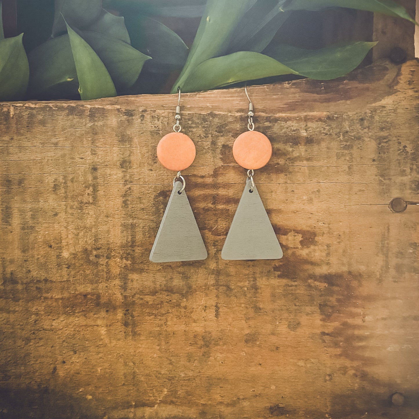 Beautiful Boho Triangle Wooden Drop Earrings