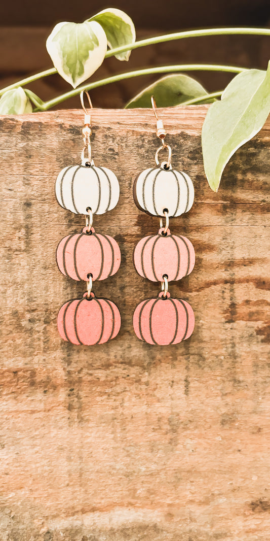 Beautiful Fall and Autumn Wooden Pumpkin Earrings