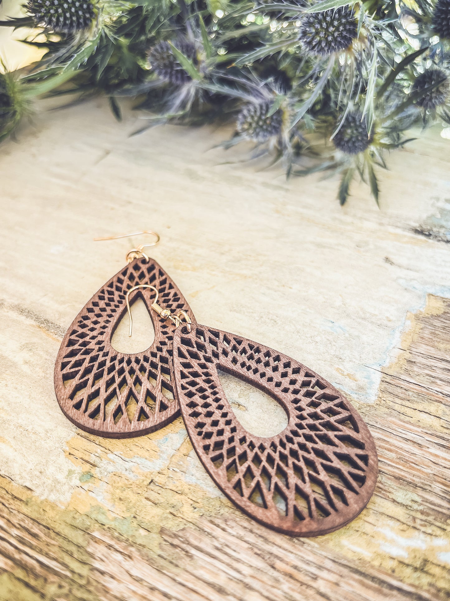 Beautiful Wood Drop Earrings