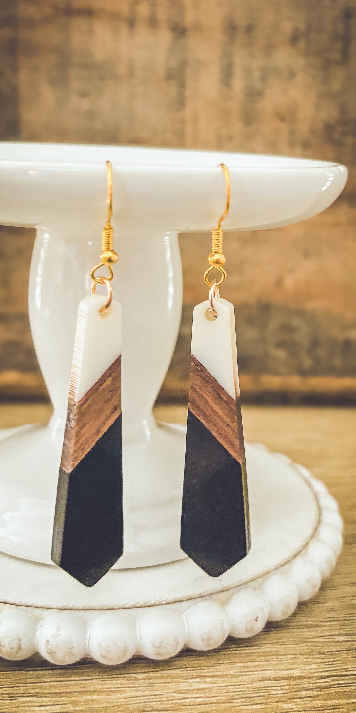 Beautiful Wood and Resin Earrings