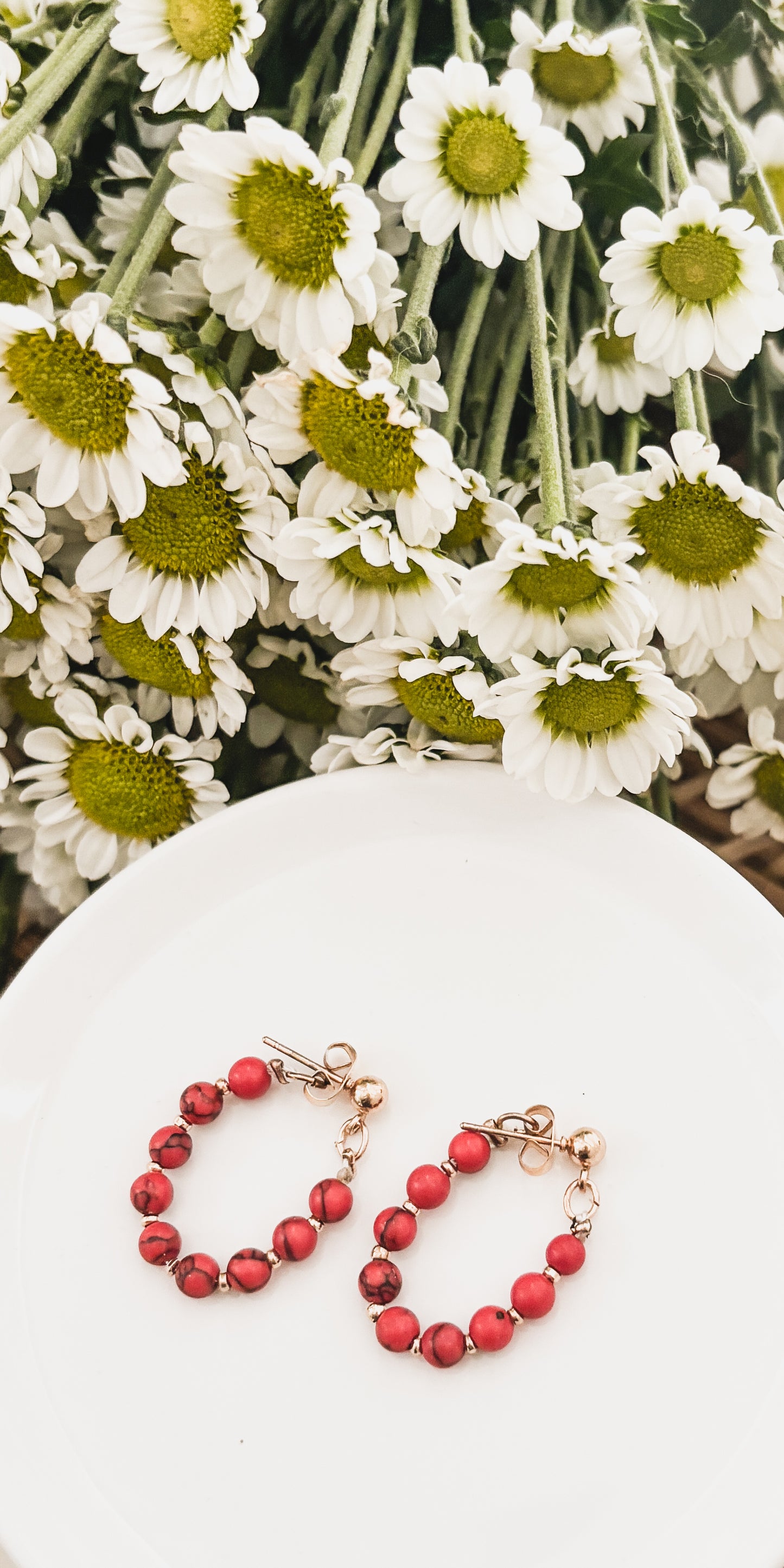 Beautiful Red Huggie Hoops