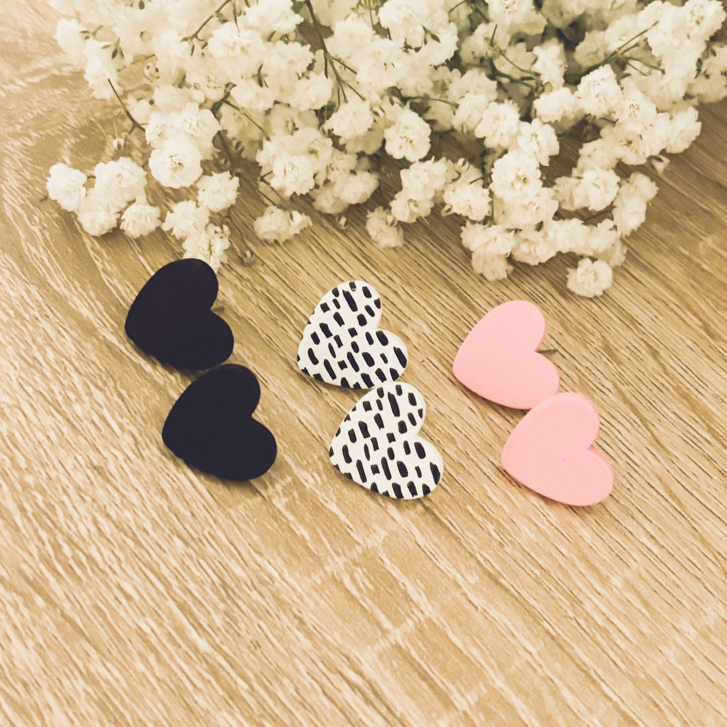 Beautiful Set of 3 Heart Studs