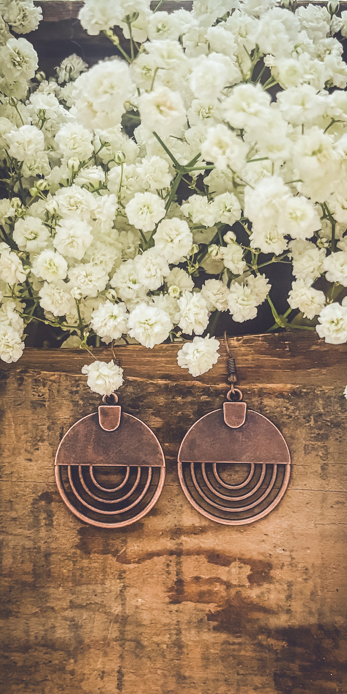 Boho Copper Round Earrings