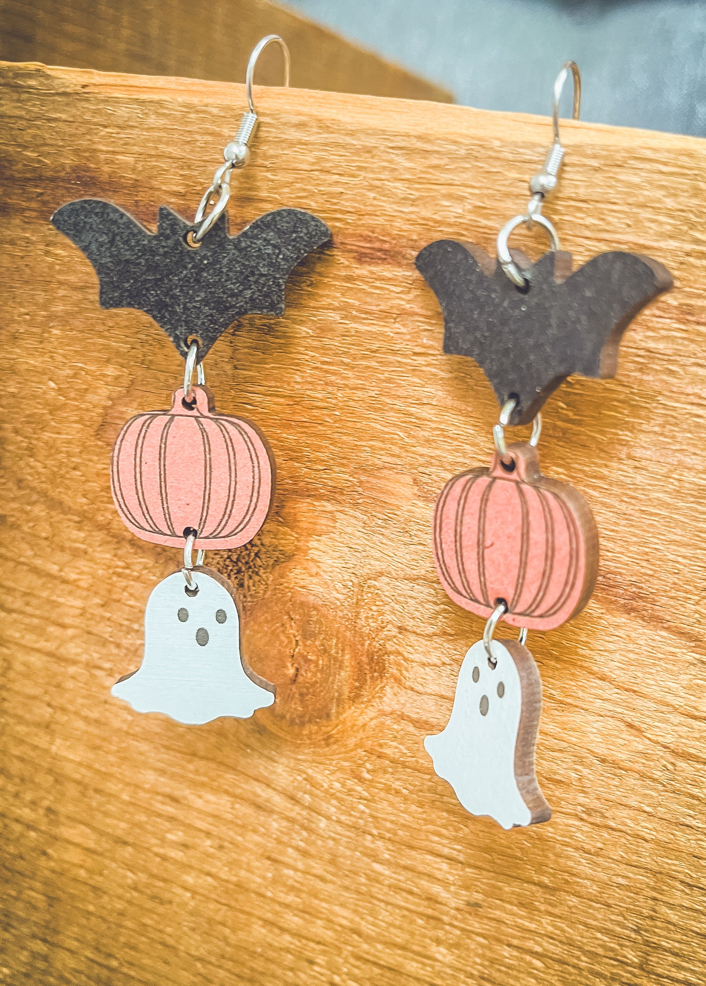 Adorable Wooden Halloween Earrings