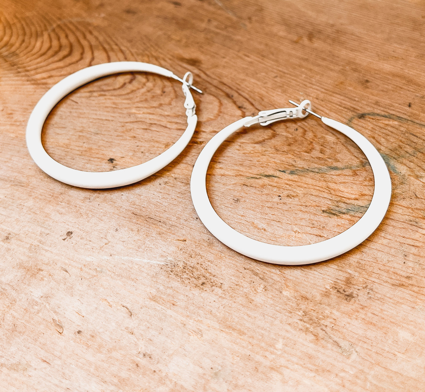 Beautiful Everyday White Hoop Earrings