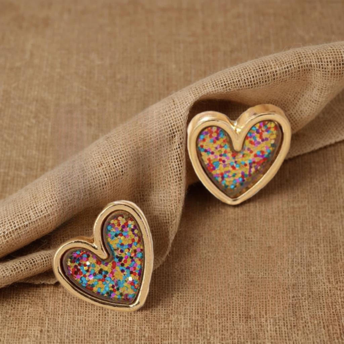 Beautiful Glitter Heart Earrings