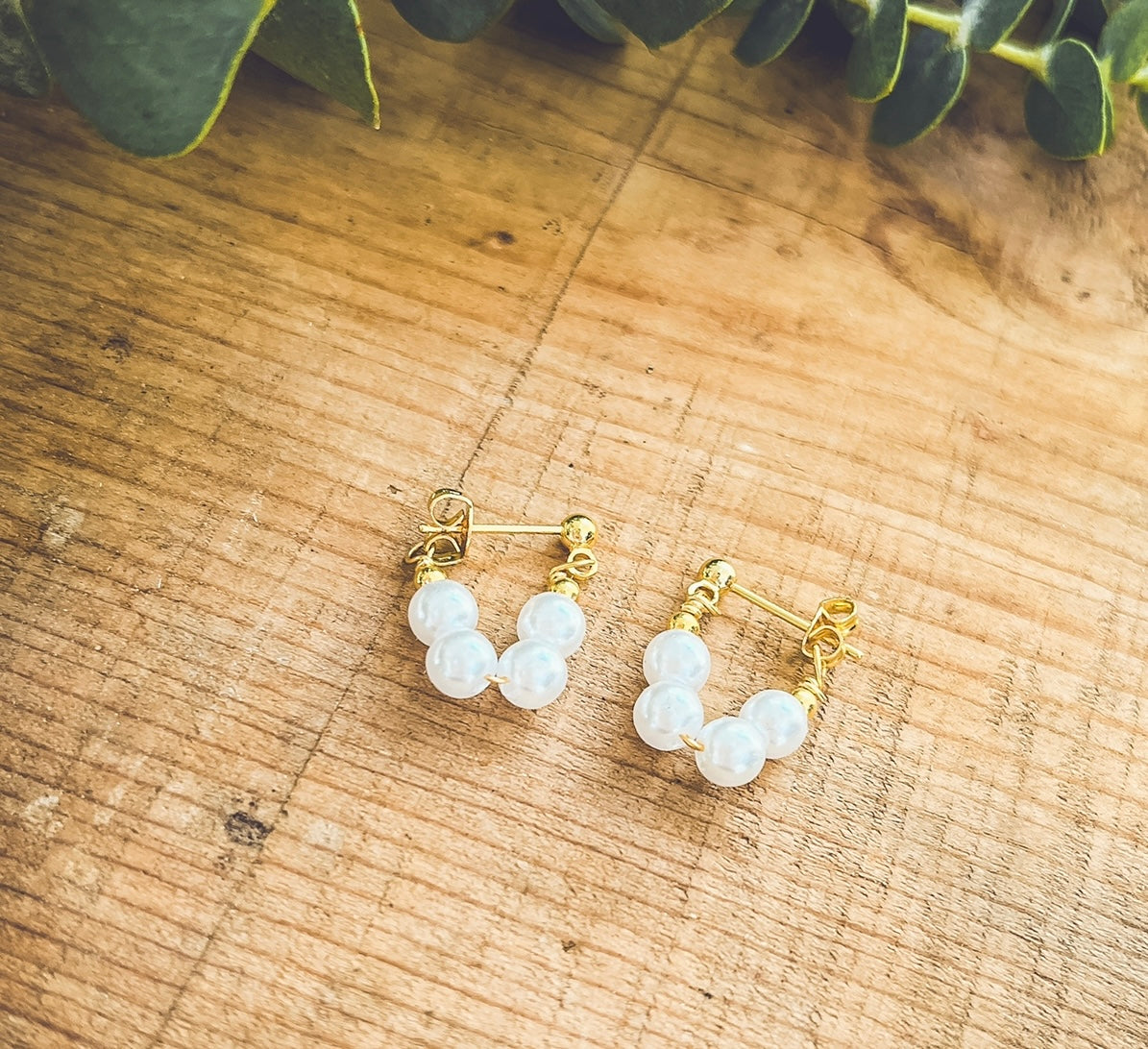 Beautiful Pearl Huggie Earrings