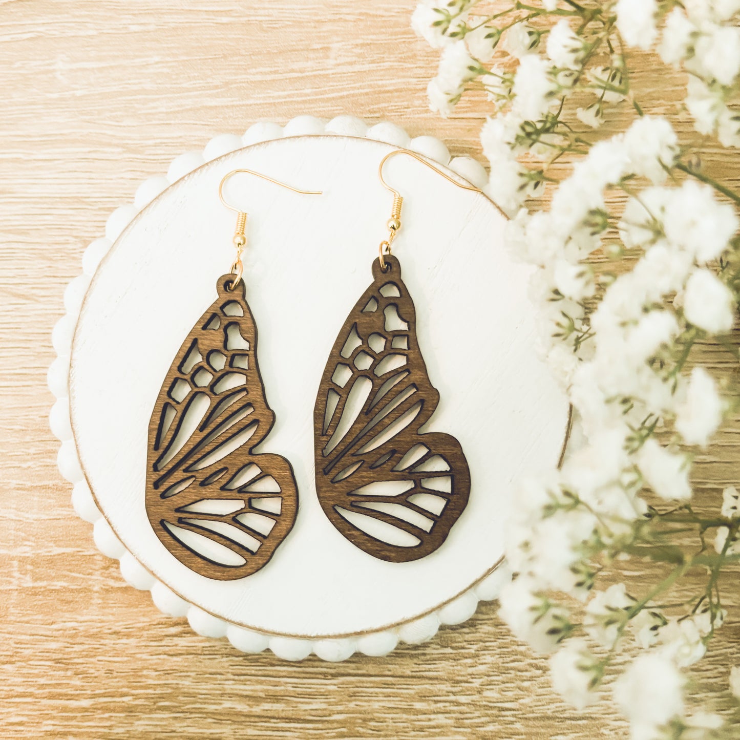 Beautiful Butterfly Wood Earrings