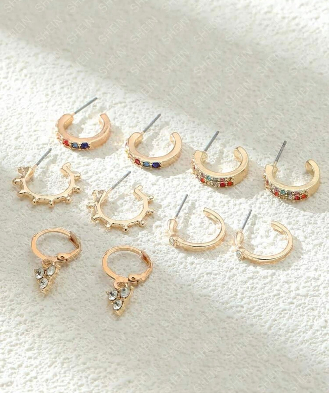 Beautiful 5 Pair Set of Gold Hoop Earrings