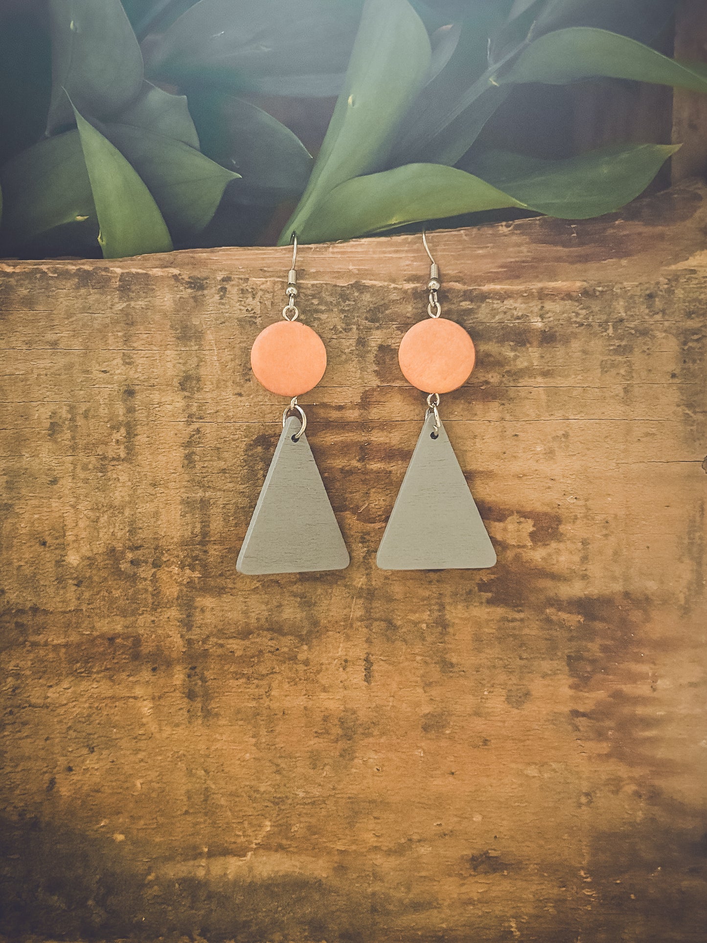 Beautiful Boho Triangle Wooden Drop Earrings