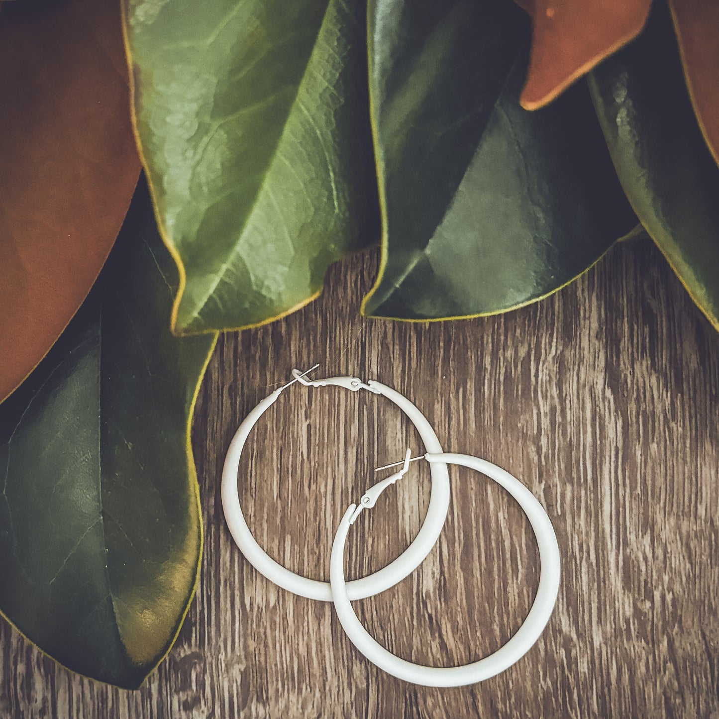 Beautiful Everyday White Hoop Earrings