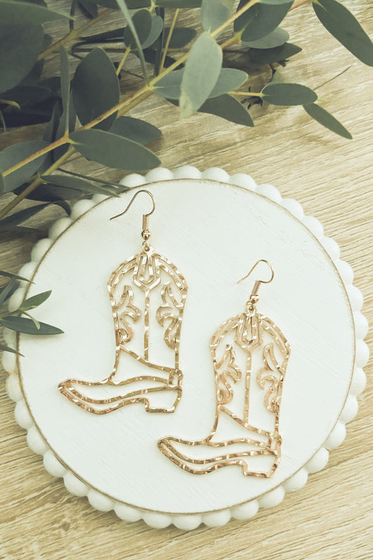 Beautiful Cowboy Boot Earrings - Gold or Silver