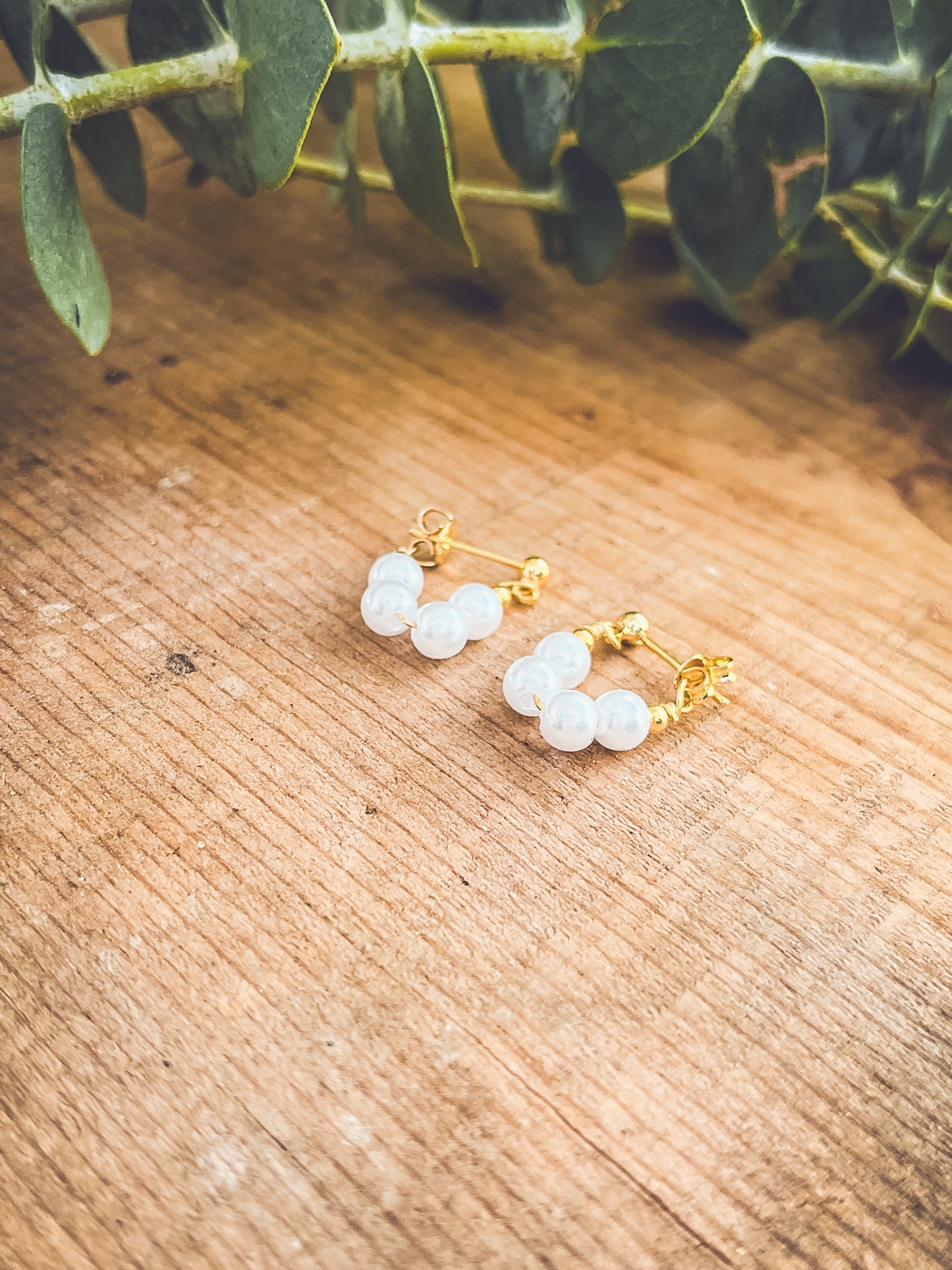 Beautiful Pearl Huggie Earrings