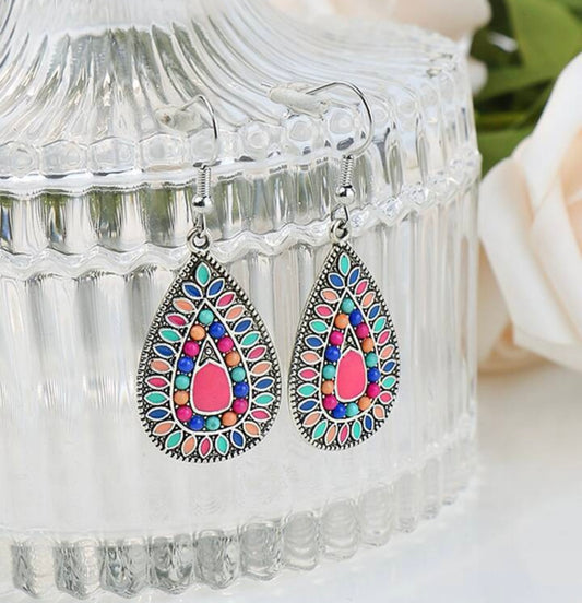 Beautiful Boho Pink Drop Earrings