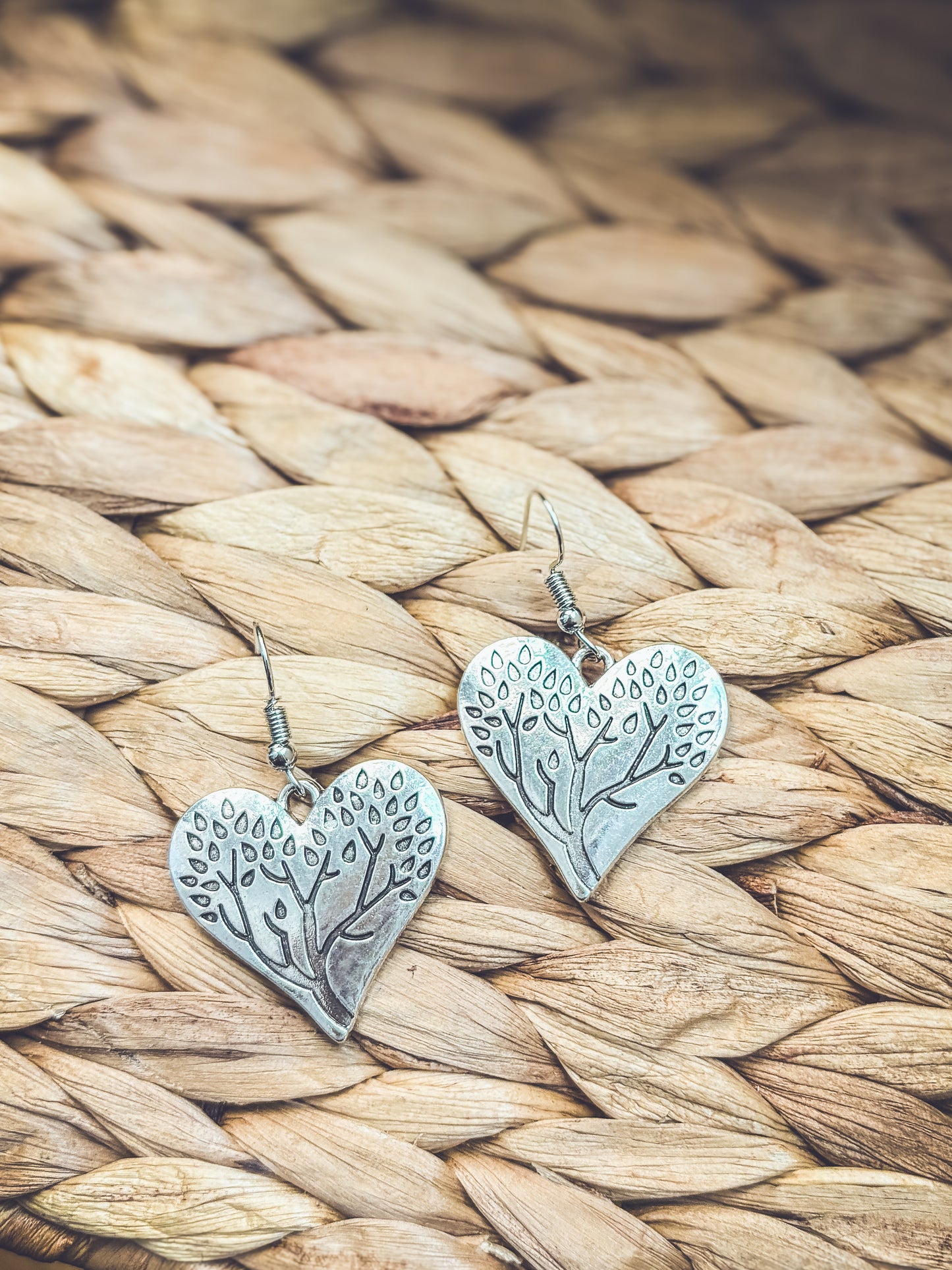 Beautiful Silver Heart Forest Earrings