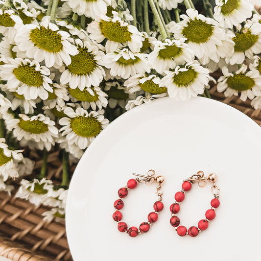 Beautiful Red Huggie Hoops