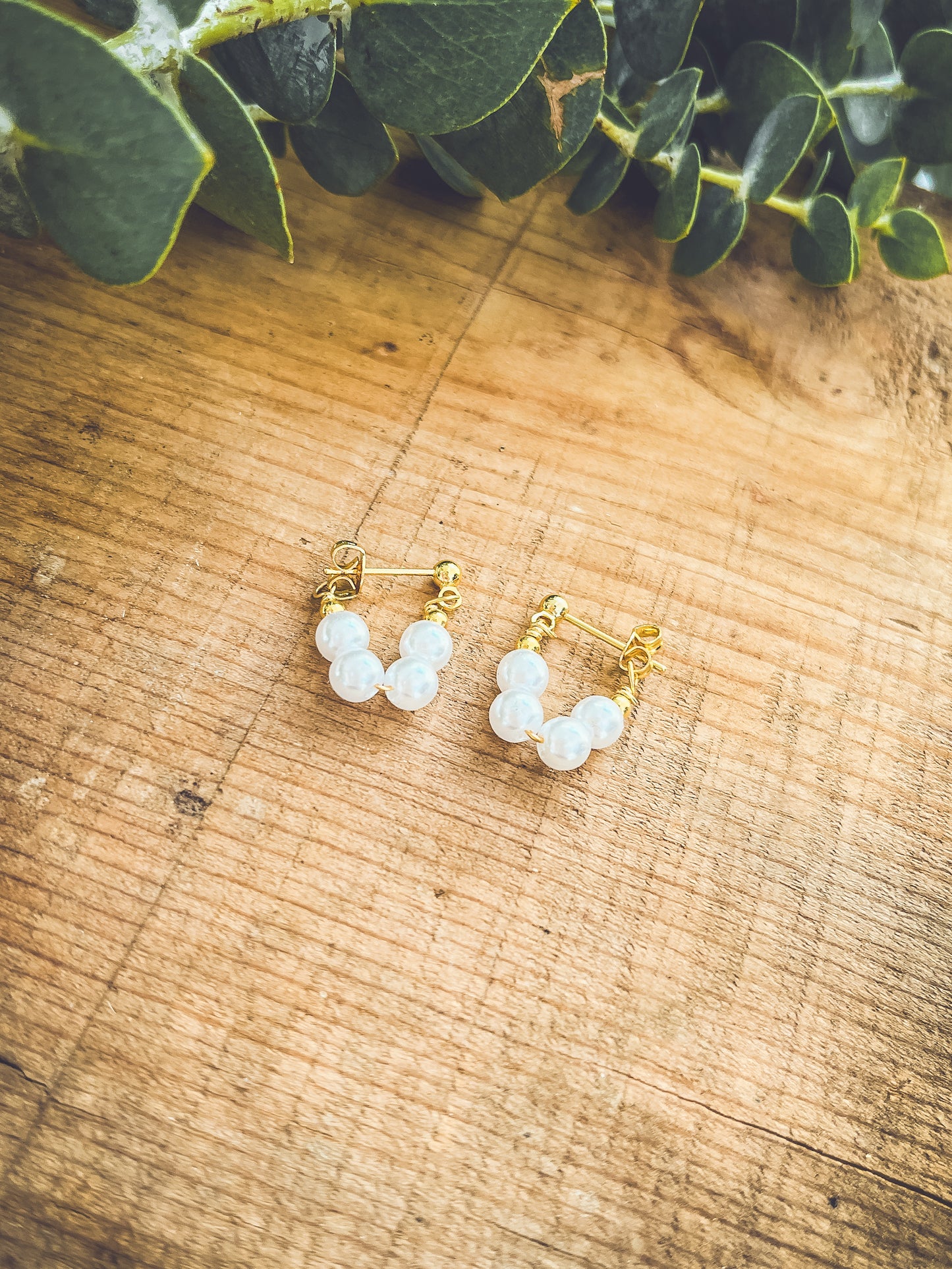 Beautiful Pearl Huggie Earrings