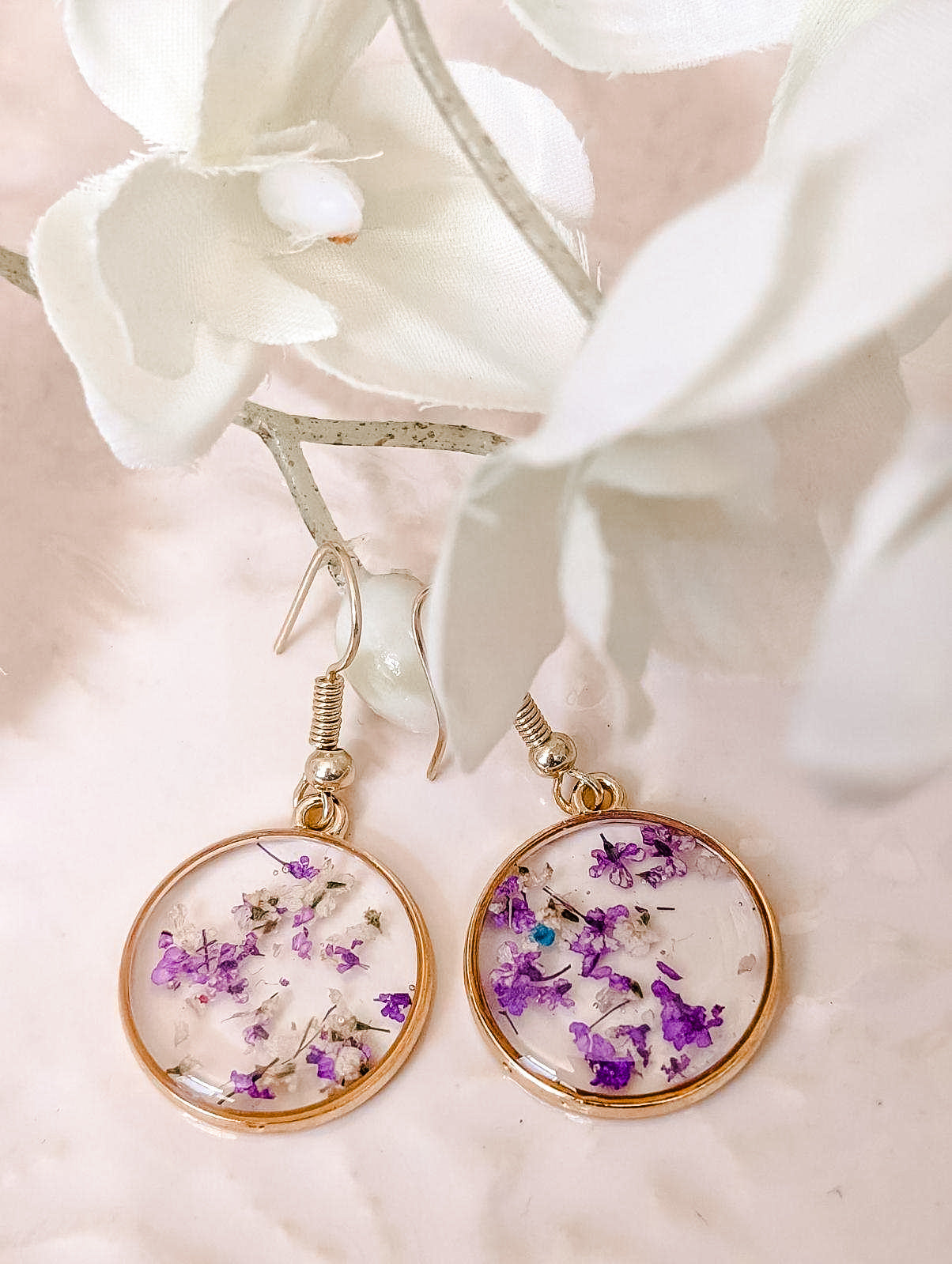 Beautiful Purple Flower Earrings