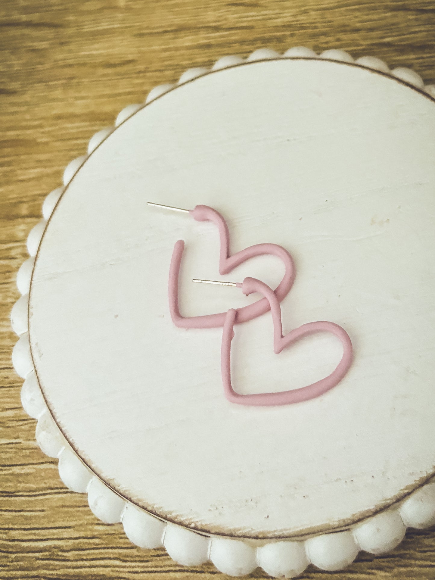 Pink or Red Heart Hoop Earrings