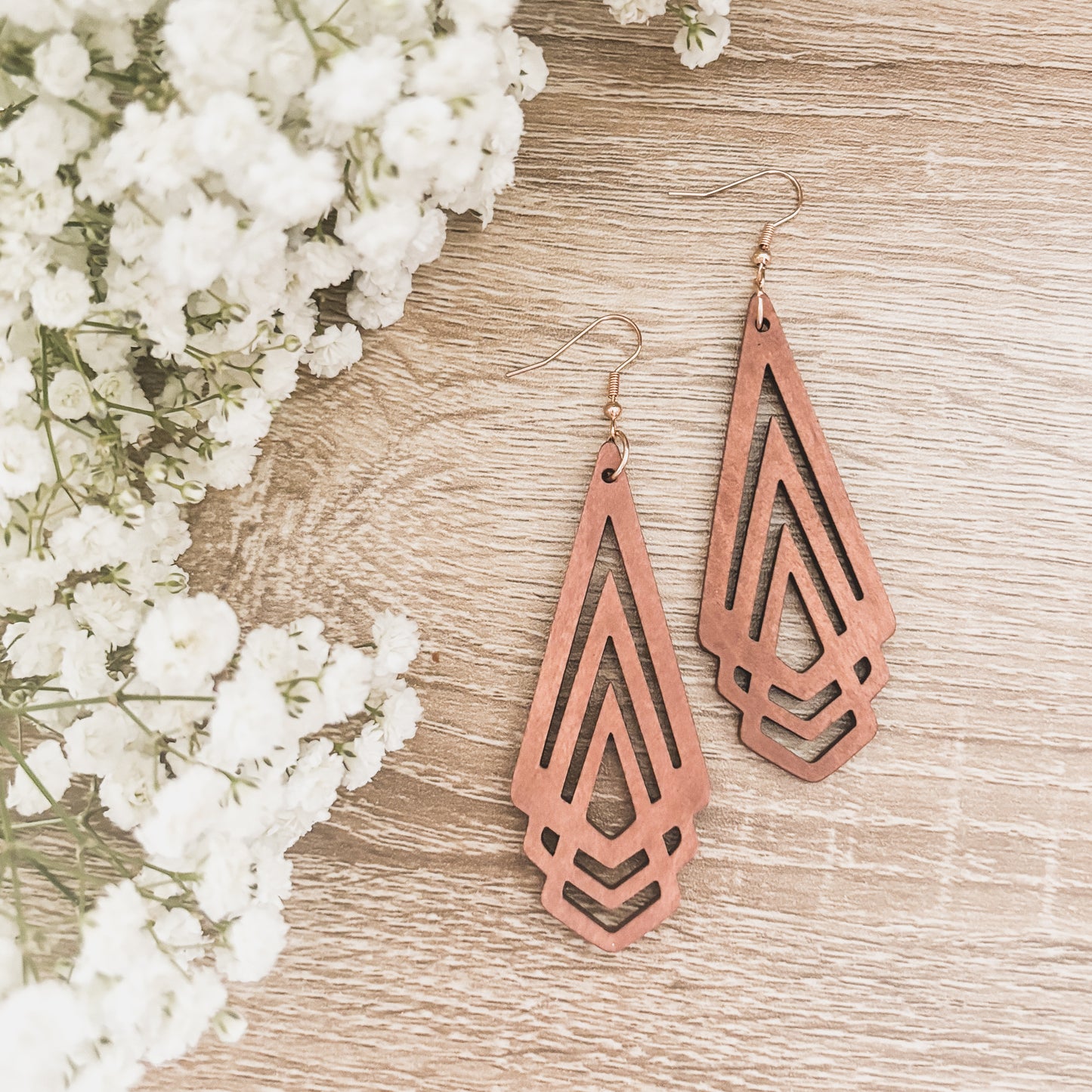 Beautiful Boho Wooden Drop Earrings