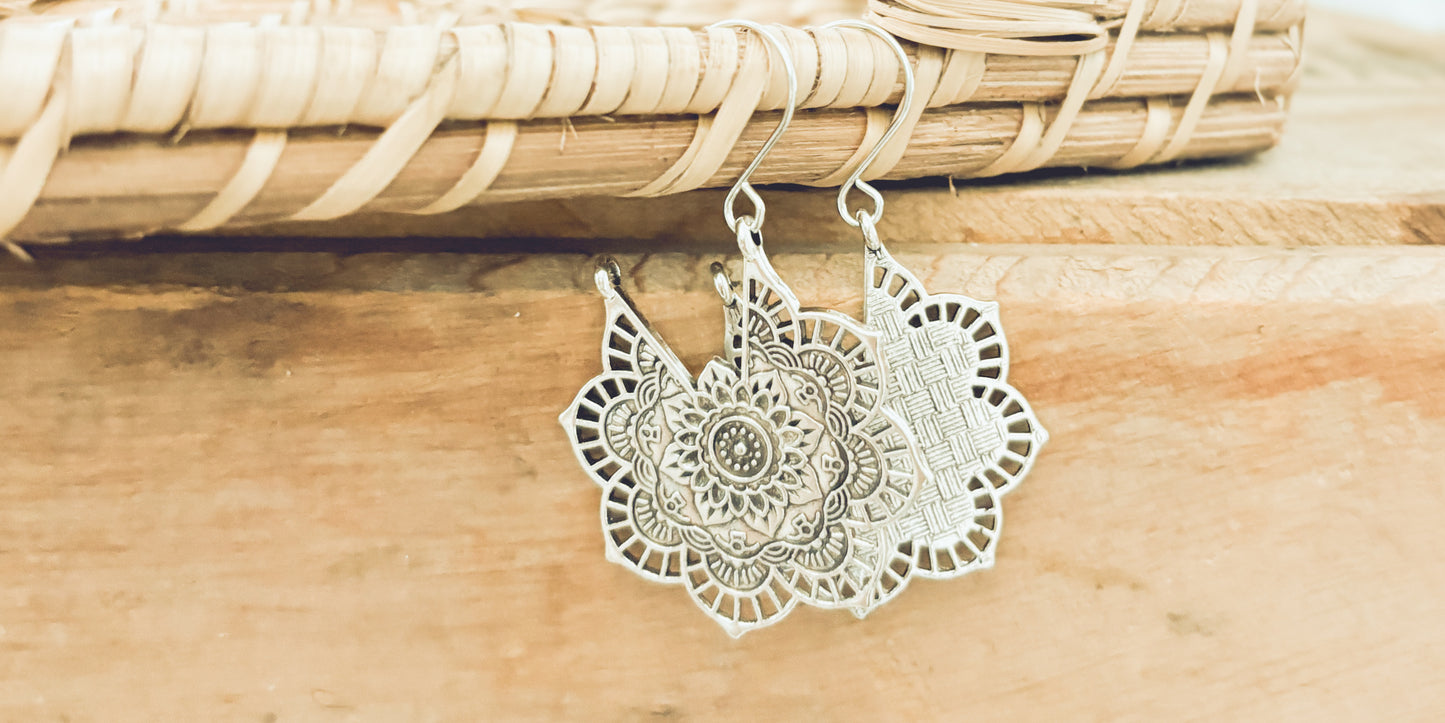 Beautiful Gold or Silver Manadala Earrings