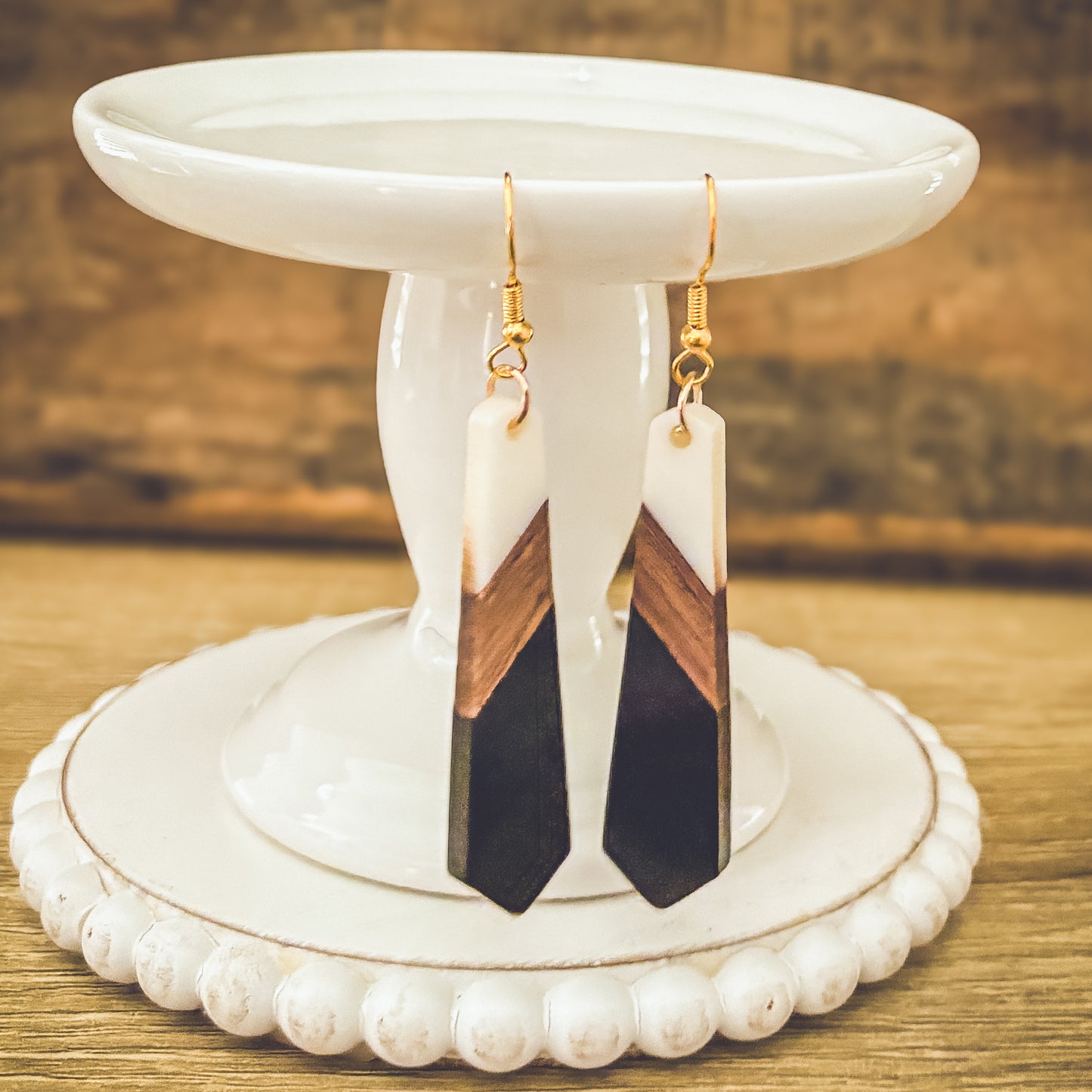 Beautiful Wood and Resin Earrings