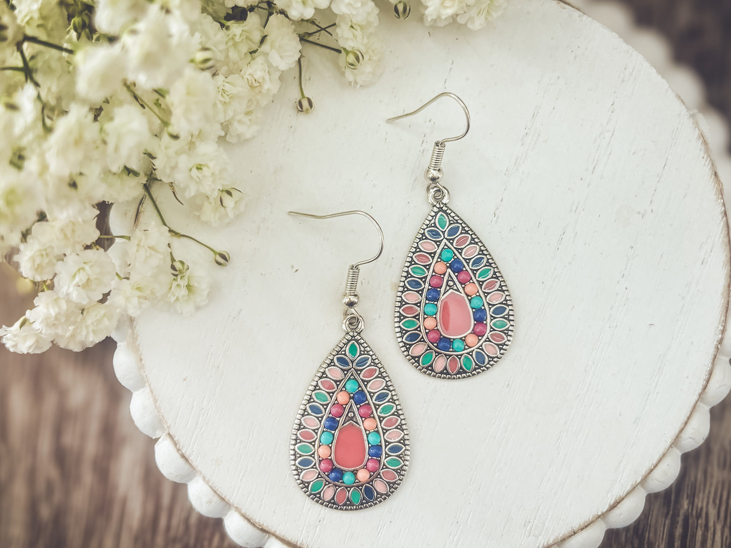 Beautiful Boho Pink Drop Earrings