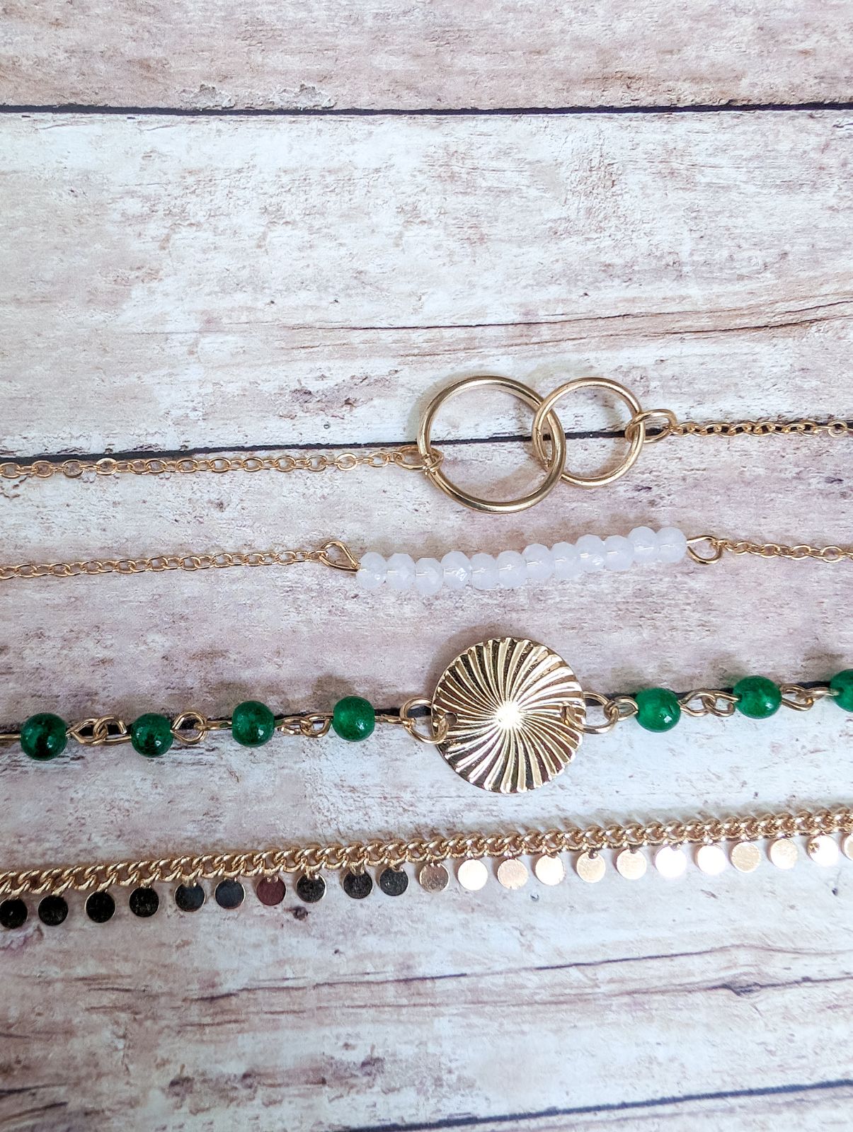 Beautiful Green and Gold Bracelet Set