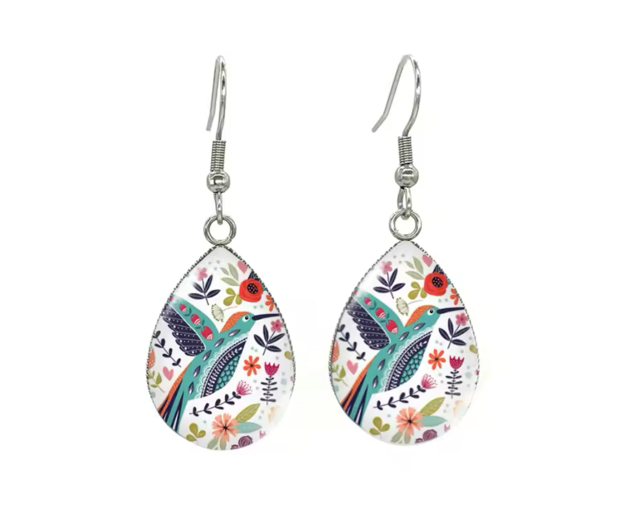 Beautiful Glass Like Folk Bird Earrings