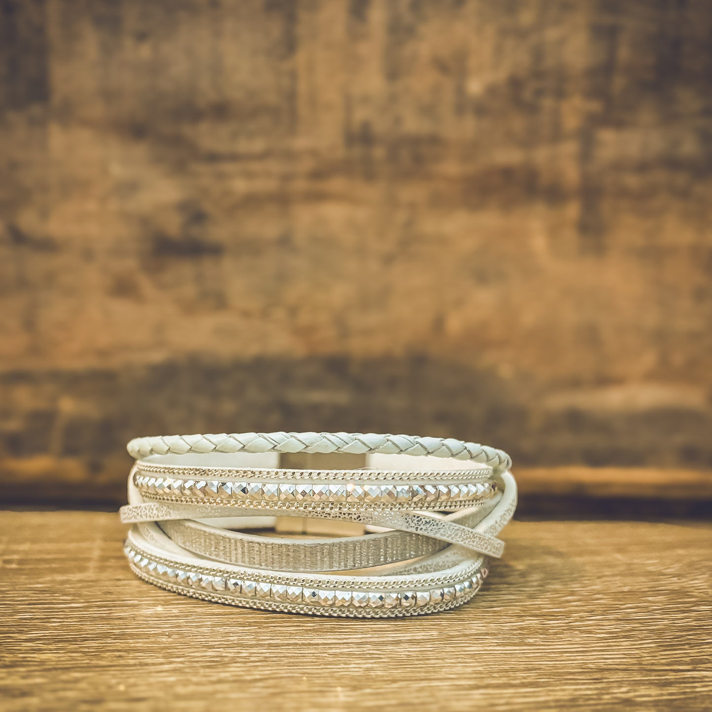 Beautiful White Leather Cuff Bracelet