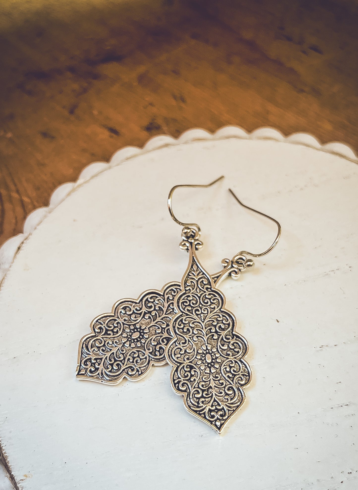 Beautiful Ornate Silver Drop Earrings