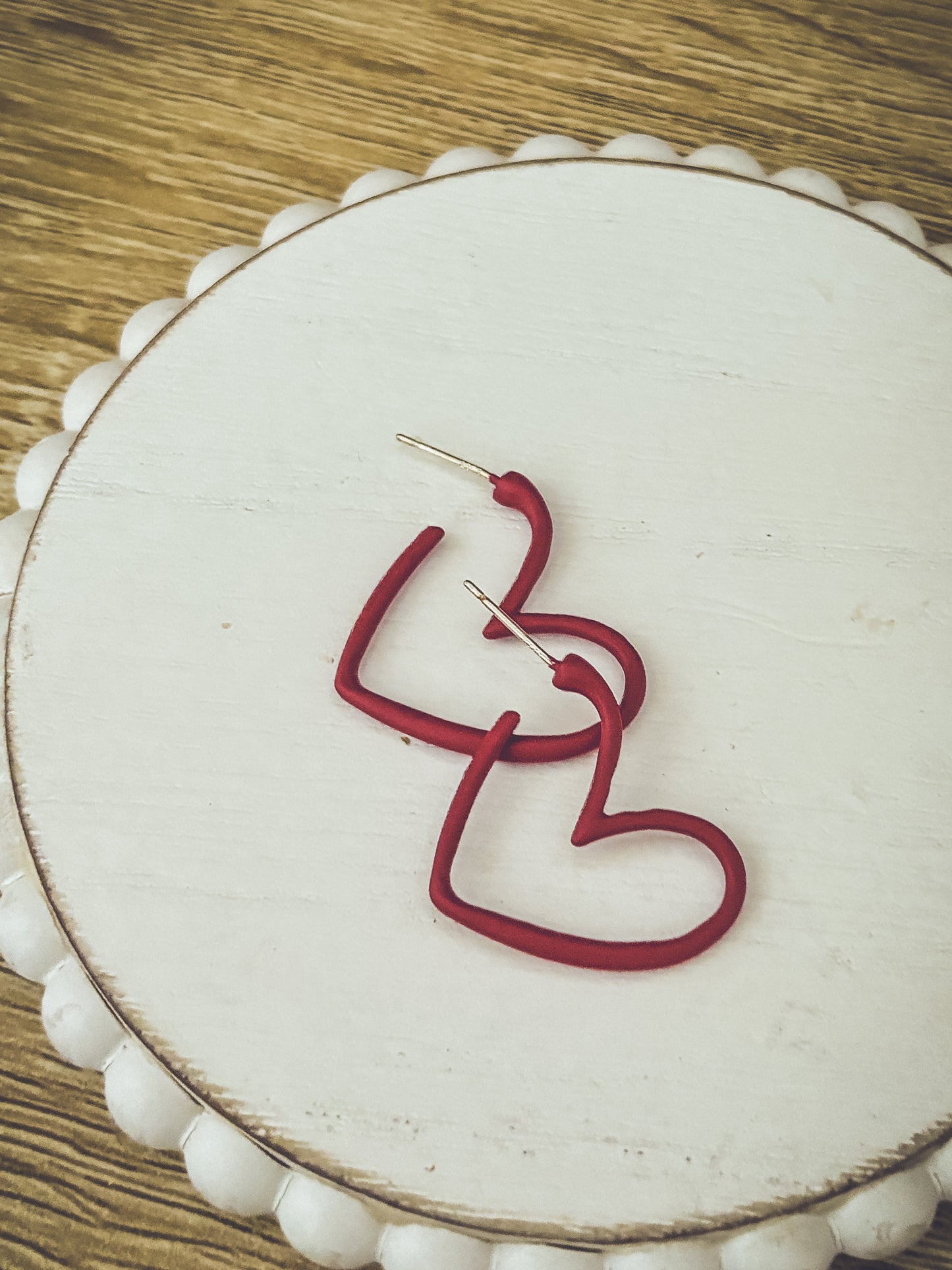 Pink or Red Heart Hoop Earrings