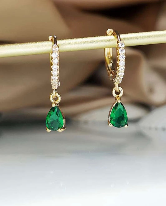 Beautiful Emerald Green Huggie Earrings