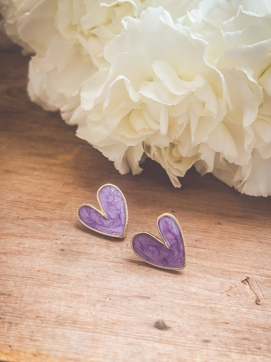 Beautiful Purple Heart Earrings