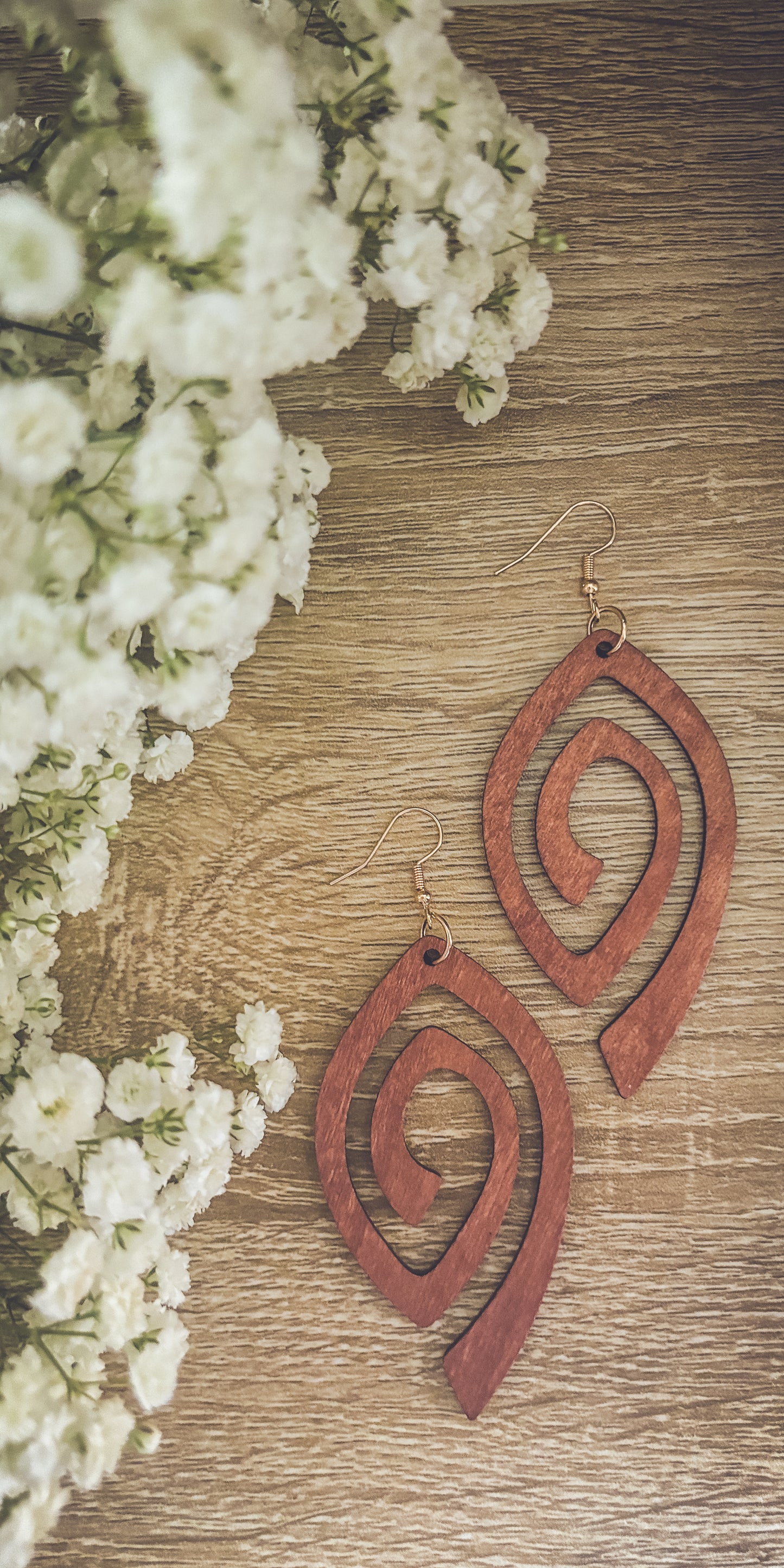 Beautiful Boho Wooden Drop Earrings