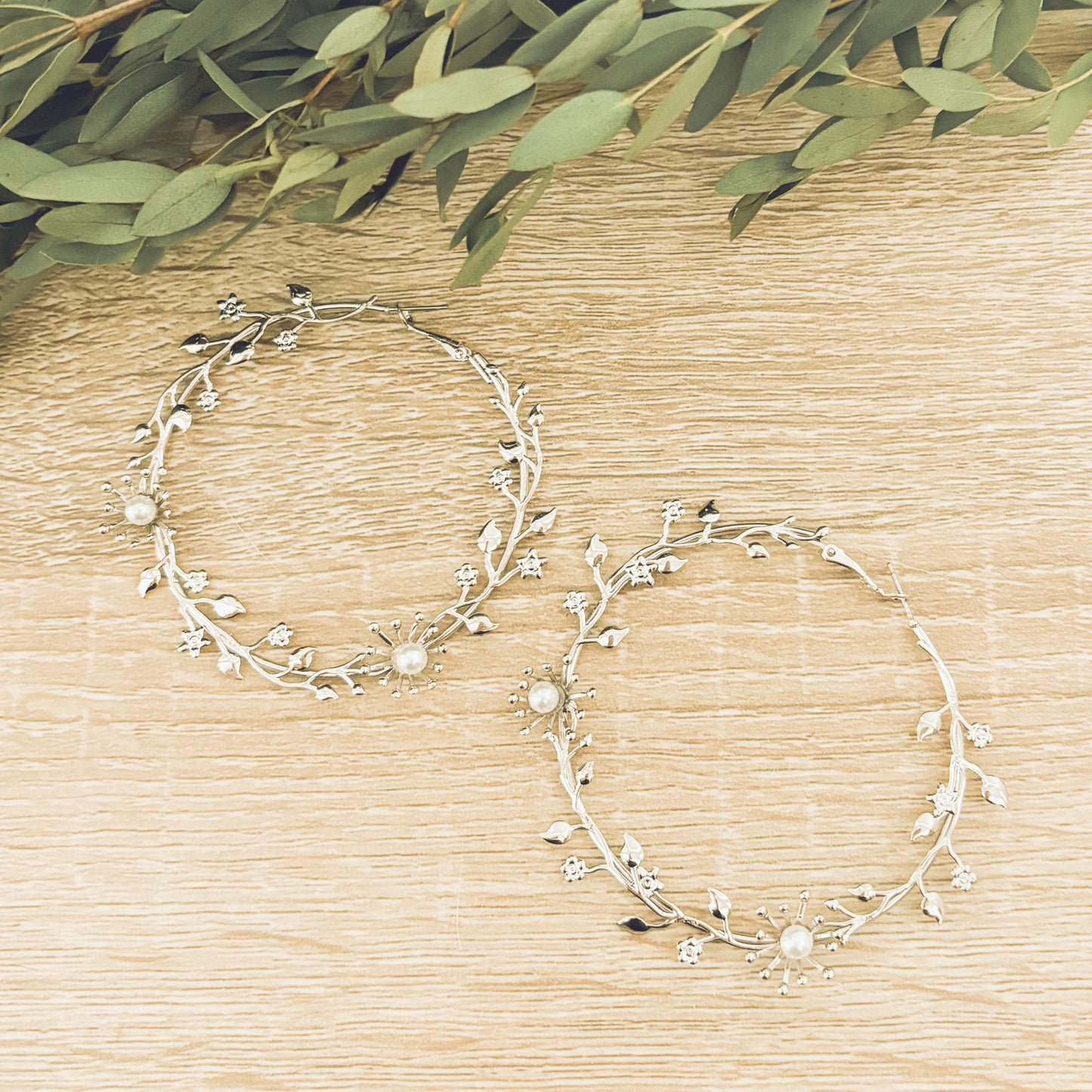 Beautiful Large Floral Hoop Earrings