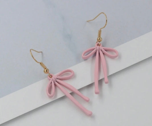 Adorable Pink Bow Earrings